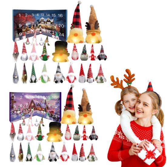 Gnome Advent Calendars 2025 24 Days Christmas Countdown Calendar with Light Up Collectible Figures Gnome Ornaments Gifts for Kids Boys Girls