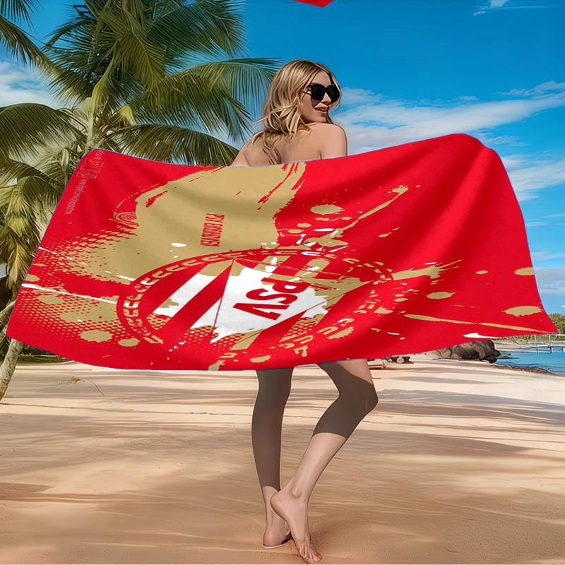 Asciugamano da Spiaggia con Stemma Psv Eindhoven in Microfibra, Leggero e Asciugatura Rapida, per Viaggi Estivi, Piscina, Regalo di Compleanno
