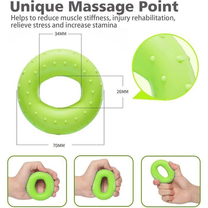 Hand Grip Musculation - Lot de 10 - Silicone - 3 niveaux de résistance - Anti-stress