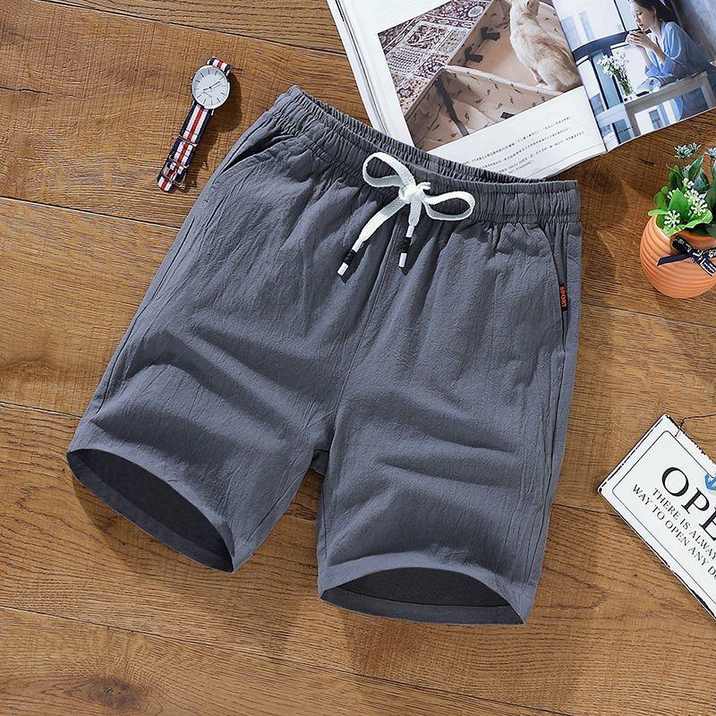 Summer Casual Korean Cotton and Linen Shorts Men's Plus Fat Plus Fat Fat Guy Plus Size Beach Pants Linen Five-point Pants