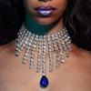 Water Droplet Clavicle Chain Tassel Chain Shiny Choker Retro Rhinestone Necklace Women