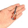 Wooden Mini Violin Model with Stand Playable Tiny Violin Figurine Miniature Musical Instrument Ornament Home Office Desktop Decoration