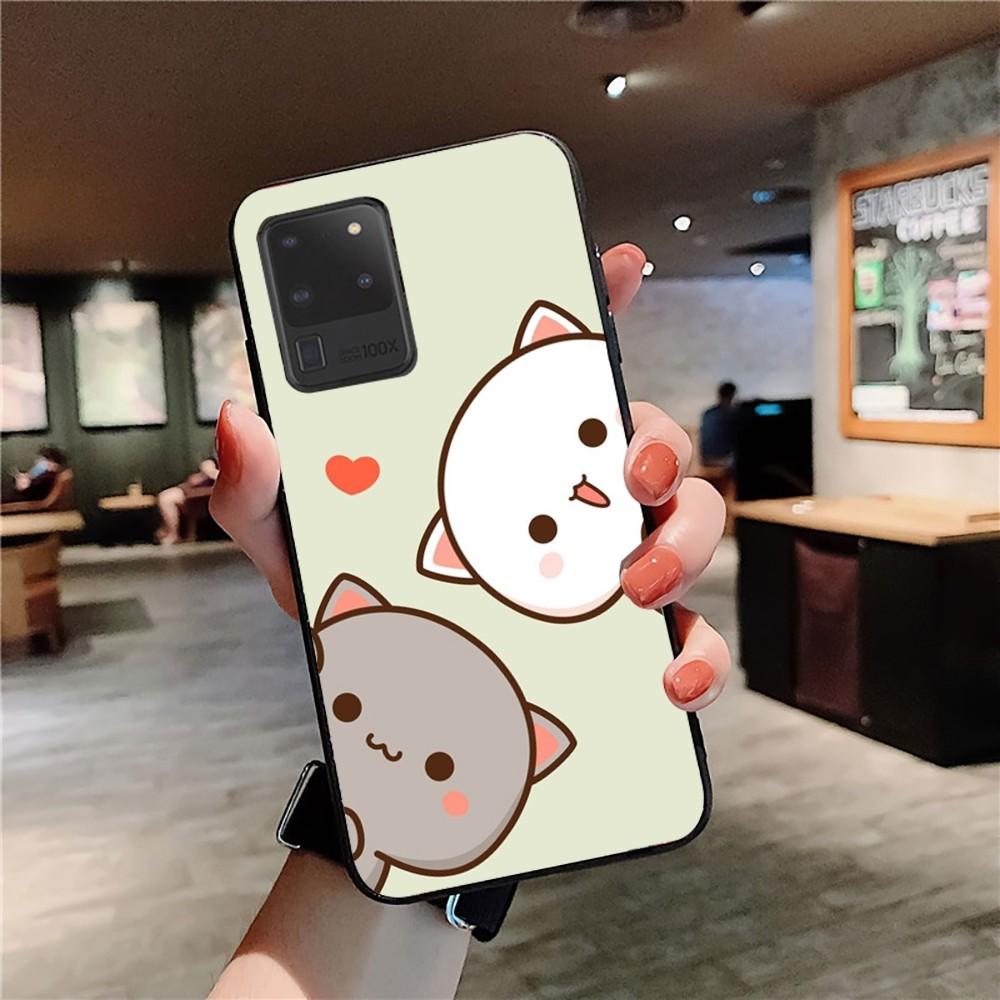 Cartoon Peach Mochi Cat Phone Case For Samsung S 20 21 22 23 Plus Ultra For Redmi Note 8 9 10 11 For Huawei Y 5 6 9
