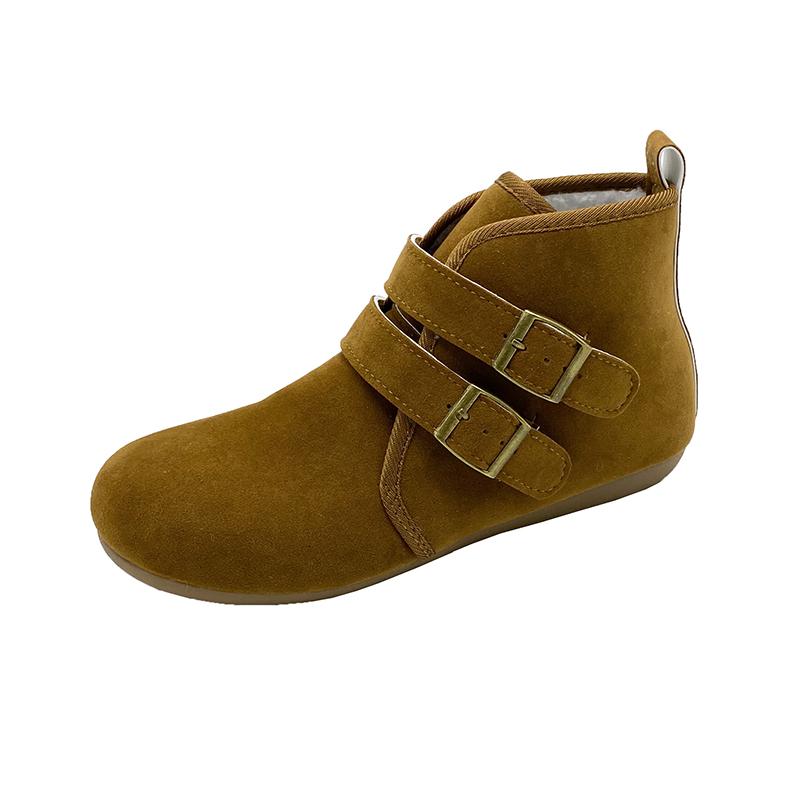 Fashion Fashion Booties Autumn New Round Toe Suede Metal Buckle One Strap Soft Sole Anti-slip Wear-resistant Flats