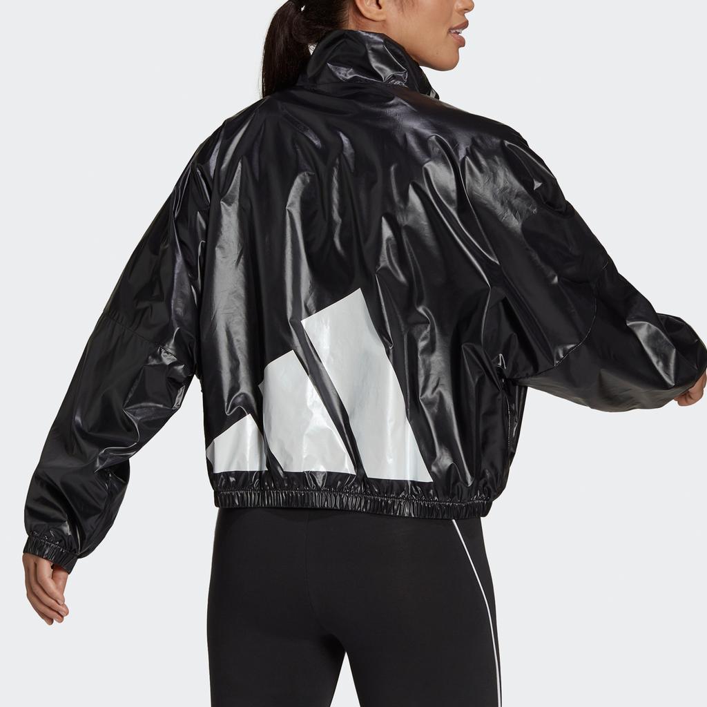 (WMNS) Giacca adidas Wvn Stampa Logo Lucida Collo Alto Giacca Cappotto Nera Donna HI1197