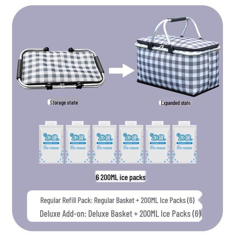 Large Capacity Portable Picnic Basket Cooler Bag with Aluminum Foil for Outdoor Camping