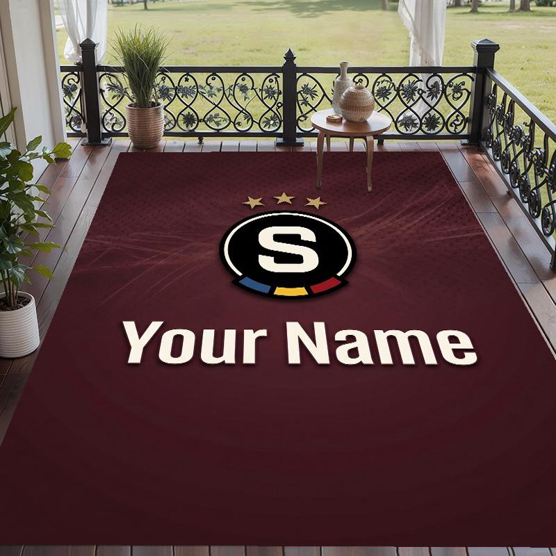 Custom Text Printed Rug Sparta Prague Non Slip Floor Carpet For Home Room Decor