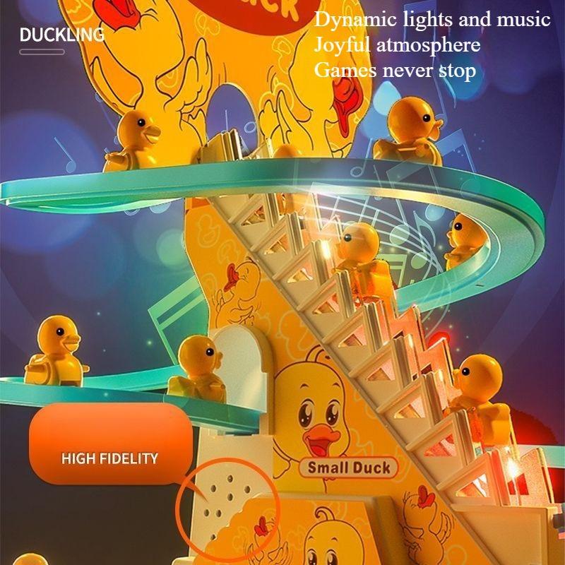 1SET Little Duck Climbing Stairs Little Yellow Duck Climbing Stairs Slide Track Toy Climbing Stairs Duck