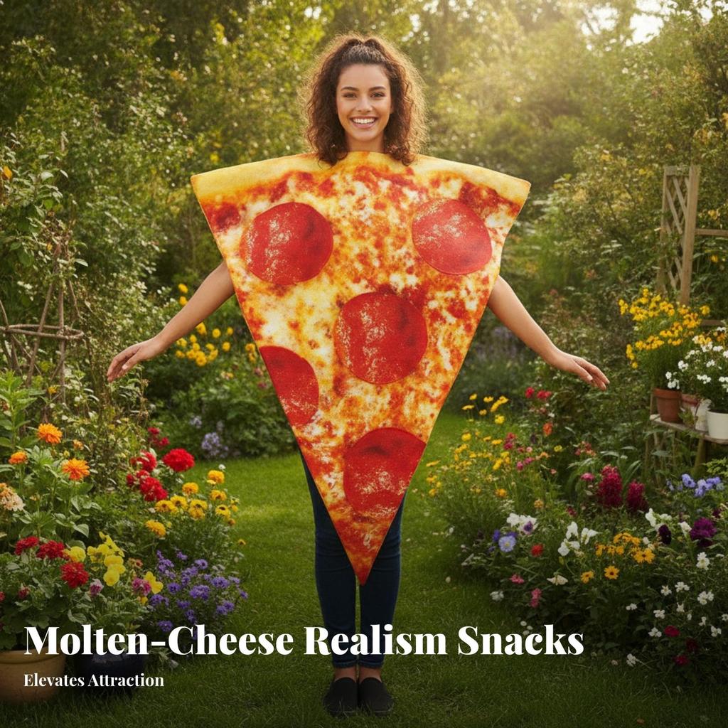 Pizza Costume Vibrant Slice Full-Body for Cosplay, Stage Wear, Men