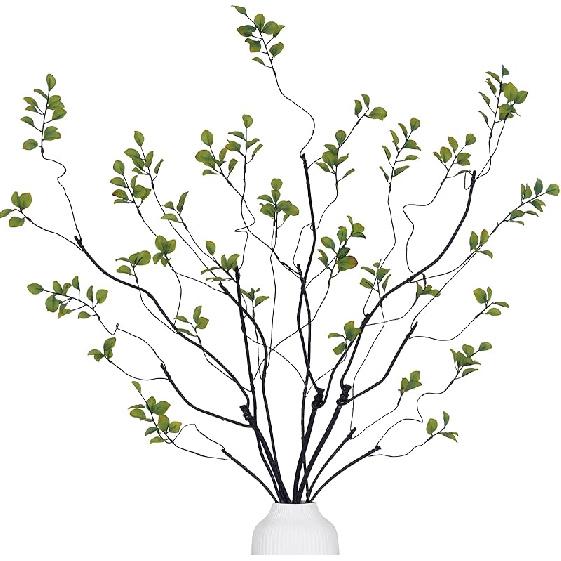 Dolicer 3Pcs Artificial Fall Branches Leaf Spray, Artificial Ficus Branches and Ficus Stems for Vase, Faux Decorative Banyan Twig Plants for Home