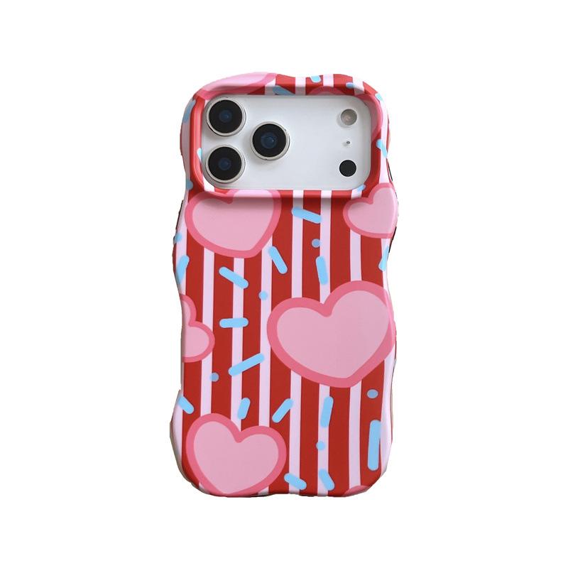 Pink Striped Phone Case with Stand for iPhone 17 Pro Max / 16P / 15 / 14