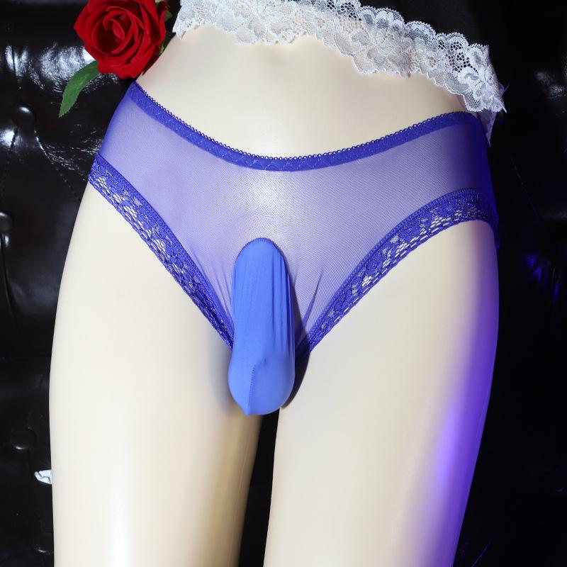 Large Size Gay Men Sissy Lingerie Sexy Mesh See Through Briefs Bulge Pouch Underwear Exotic Sex Crossdress Panties Gay Underpant