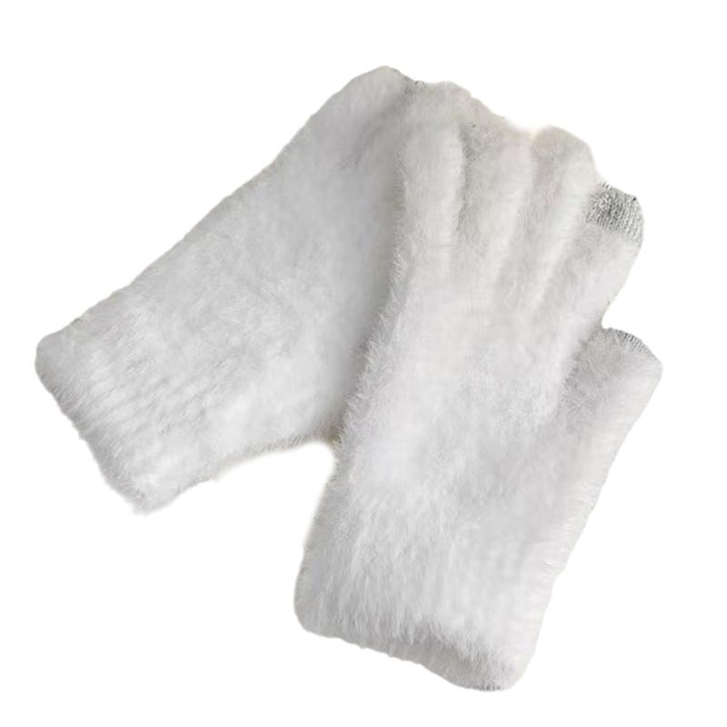 1pair Warm Fuzzy Touches Screen Gloves Winter Unisex Mittens Softable Gloves for Costume Parties