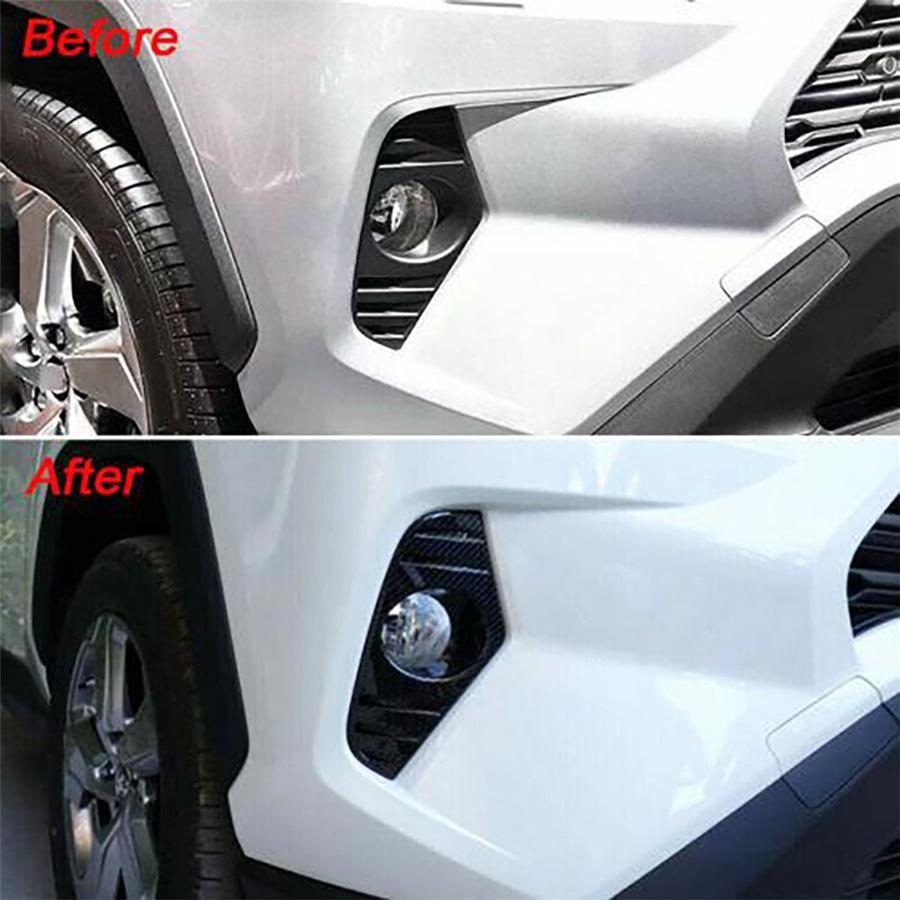 2*Carbon Fiber Color ABS Front Fog Light Lamp Cover Trim Fit For Toyota Rav4 2019-2021