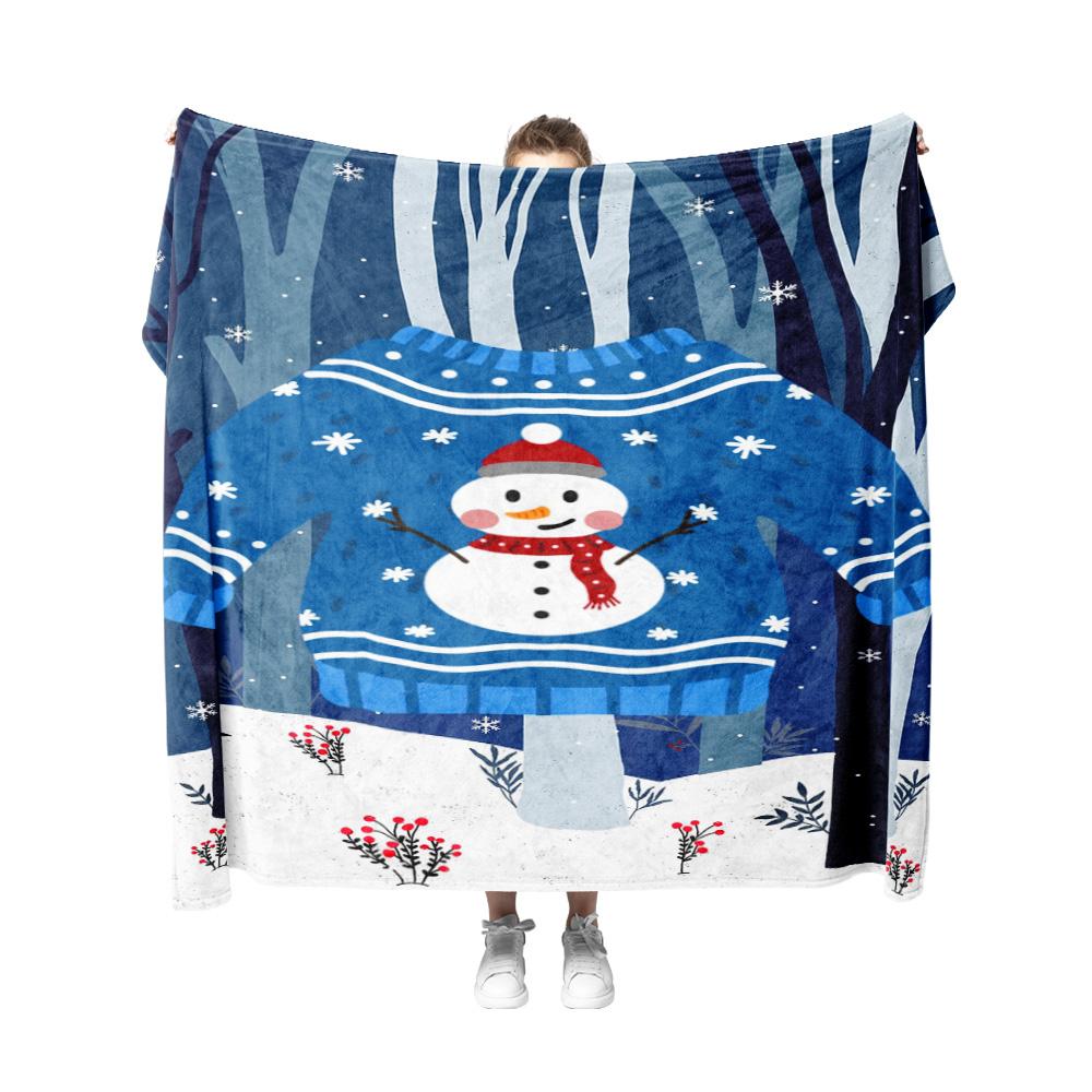 Tuniu Cute Snowman Print Blanket for Sofa Bed Living Room Bedroom Throw Blanket