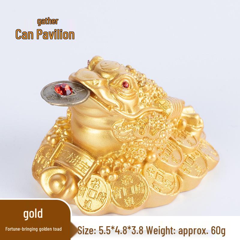 Large Resin Golden Toad Ornament: Three-Legged Cicada Home Decor Craft Gift