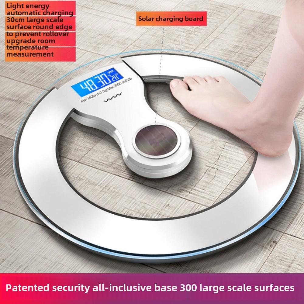 30Cm Large Size Light Energy Charging Household Scale Human Body Scale Smart Bluetooth APP Body Fat Scale