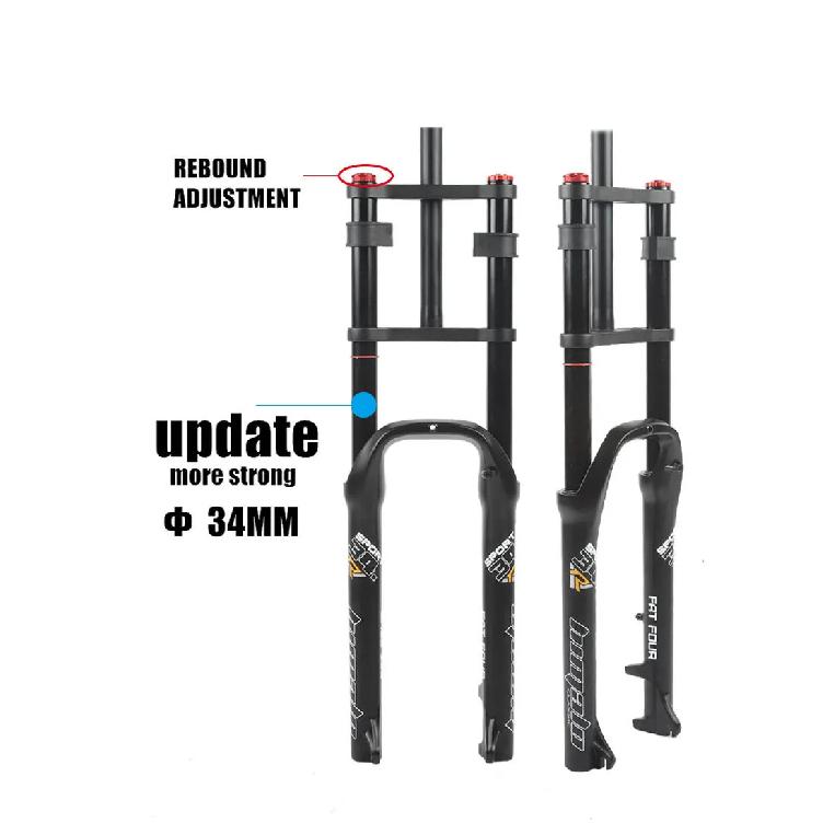 HIMALO 26 Zoll Fat Tire Schnee-Fahrradgabel 34mm Übergröße 135mm Ausfallende Luftfederung mit einstellbarer Dämpfung Fahrradzubehör