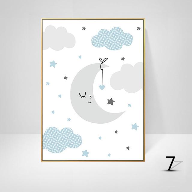 Ins Fresh Style Modern Cartoon Elephant Rabbit Sheep Room Decorative HD Hanging Painting Cuadros Decoracion Salon Canvas Art