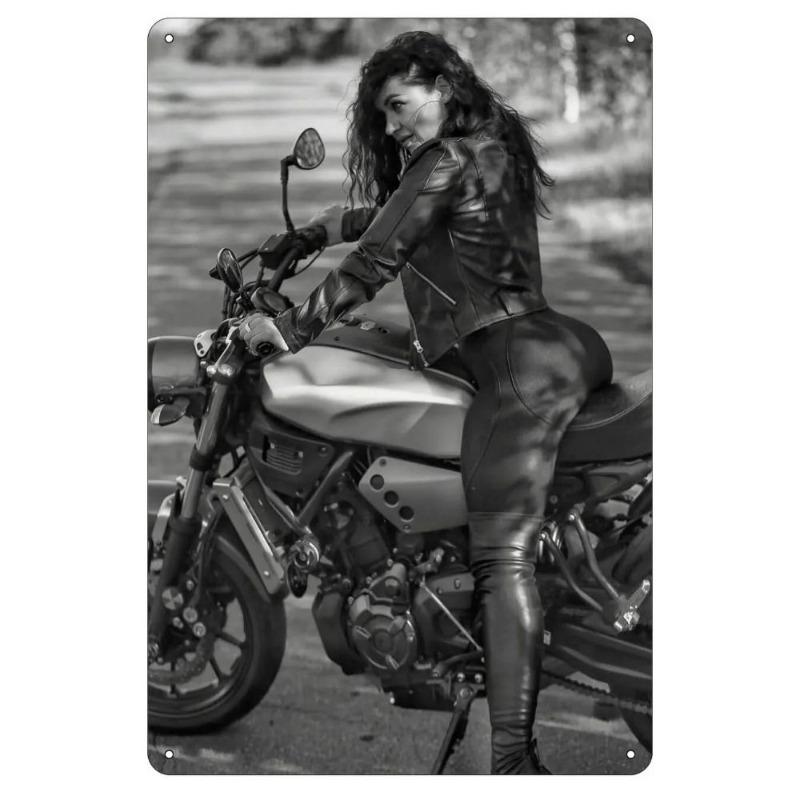 Металлическая стеновая табличка с мотоциклом, Декор для гаража и бара 20x30 см