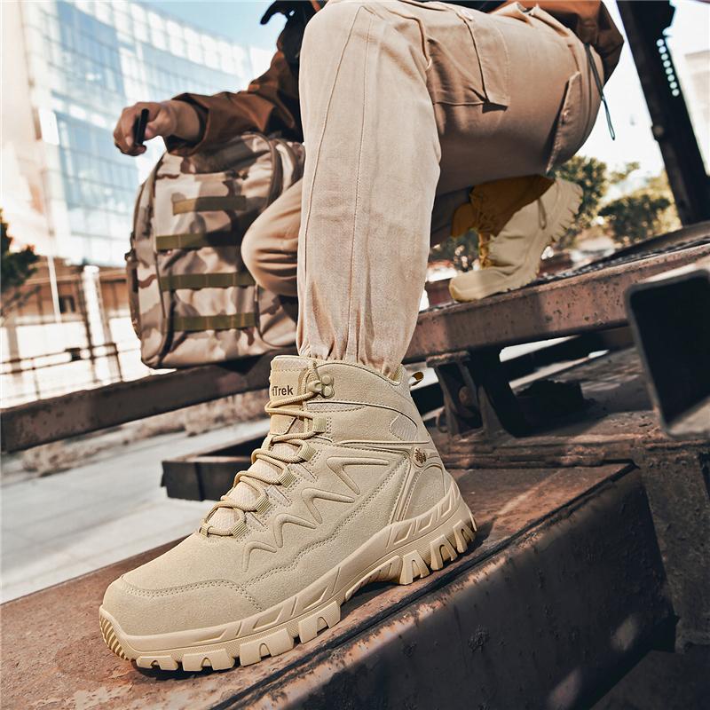 Men's Outdoor High-Top Hiking Shoes Breathable Non-slip Soles Cushioning Trekking Boots for Camping Hunting Trail Working