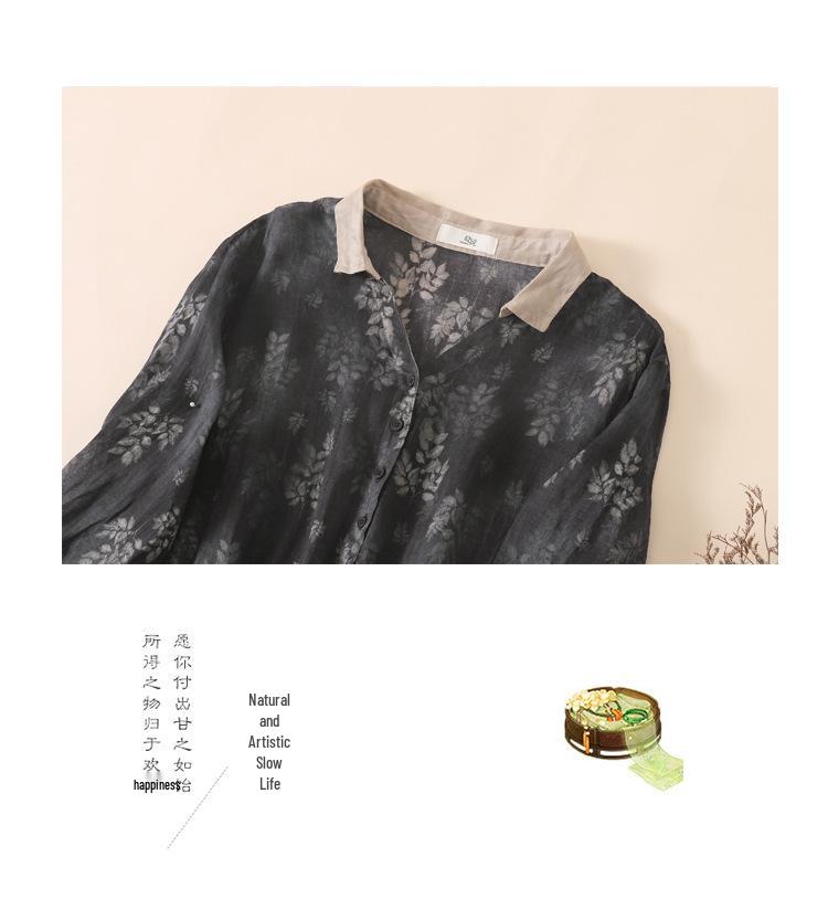 Women's Plus Size V-Neck Floral Color Block Ramie Shirt Dress - Spring/Summer 2026 Collection