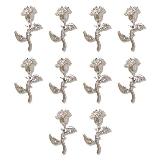 Yousheng 10Pcs Nail Decorations Creative Shape Vibrant Color Rust-proof Stunning Visual Effect Multipurpose Decorative Alloy 3D Rose Flower Nail Art