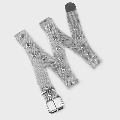 New Women's Chain, Fashionable White K Belt, Square Buckle, Needle Buckle, Single Air Hole, Metal Punk Texture Silver Waist Chain