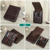 Hiram Fountain Pen Vegetable Tanned Magnetic Divided Pen Storage Holds 6 Pens Case, Leather, Design, Box, (Coffee)