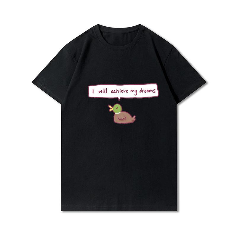 Letní trička větší velikosti pro ženy Whisling Duck Potištěné Neformální tričko s krátkým rukávem Topy 100% bavlna Oversize O Trička s výstřihem