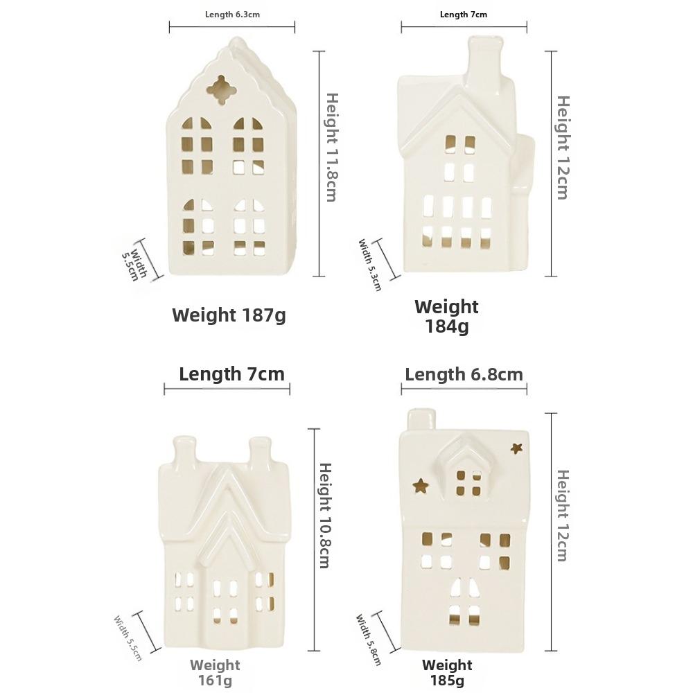 Christmas Porcelain Villa White Tabletop Ornaments New Xmas Village Houses Winter Decor