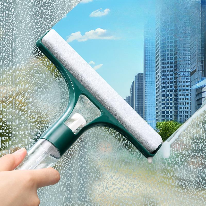Large Multi-functional Glass CleanerThree-in-one Glass Cleaning Double-sided Built-in Spray Bottle Sponge Wiper