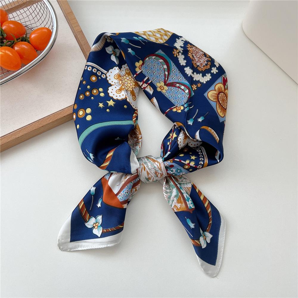 70*70cm New Luxury Square Scarf Silk Scarves Women Neck Hair Tie Band Hijab Kerchief Head Headband Smooth Bandana Female Foulard