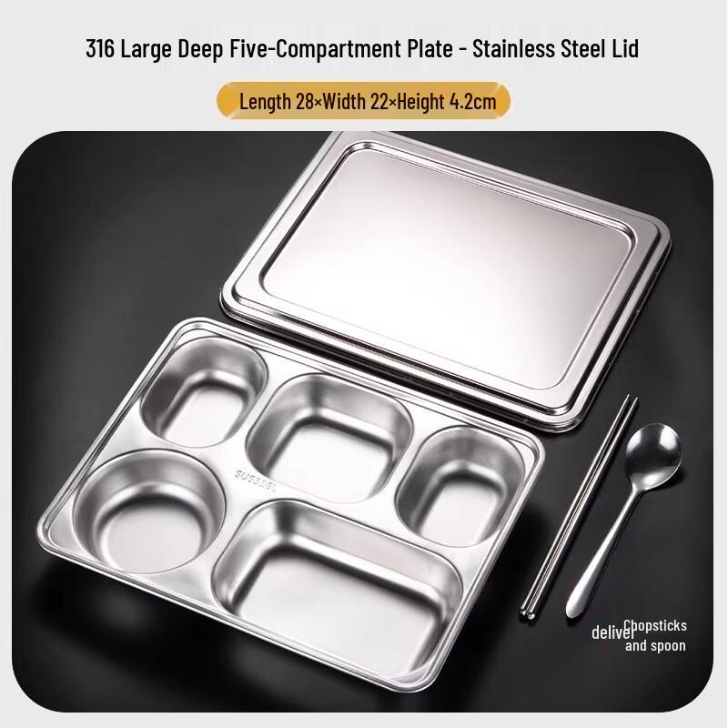 316 Stainless Steel Five-Compartment Lunch Tray