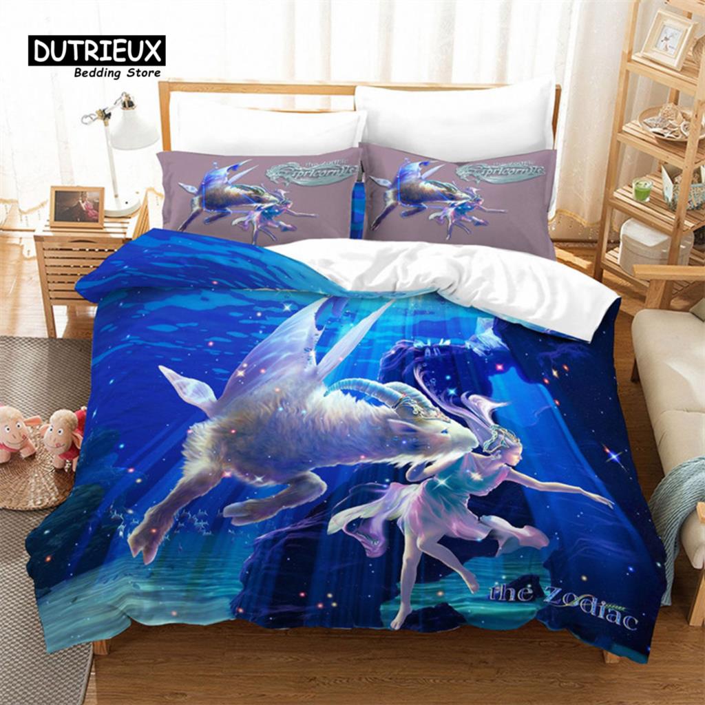 Mystery 12 Constellations Duvet Cover Set Cartoon Anime Bedding Set For Kids Teens Adult Polyester Comforter Cover Bedroom Decor