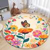 Dense Floral Butterfly Round Soft Non-Slip Art Rug Bohemian Living Room Minimalist Decor Rug