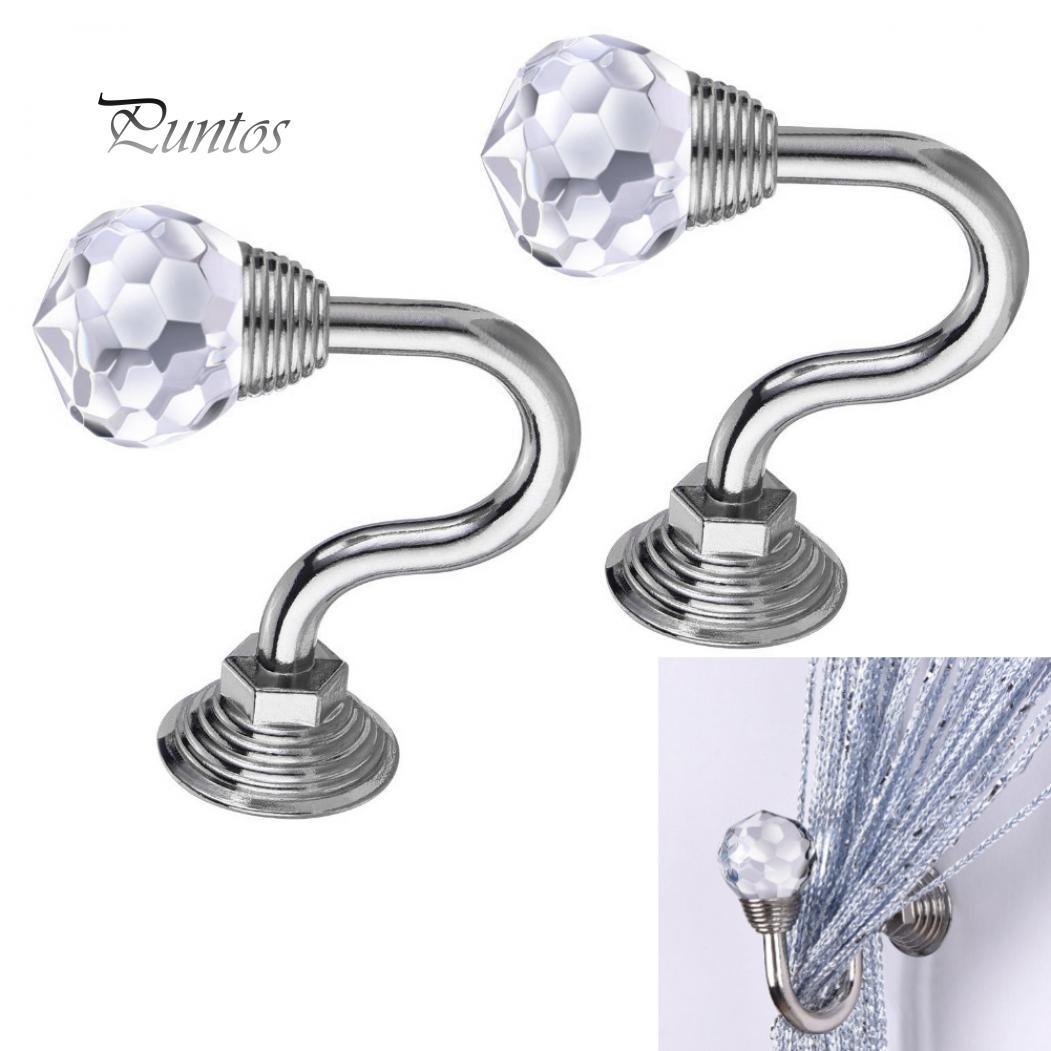 Clean Products Pair Wall Mounted Crystal Hook Home Curtain