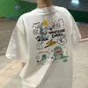 Women Men Oversized Cotton T-Shirt Cartoon Dinosaur Rabbit Print Miraculous Garden Graphic Tee