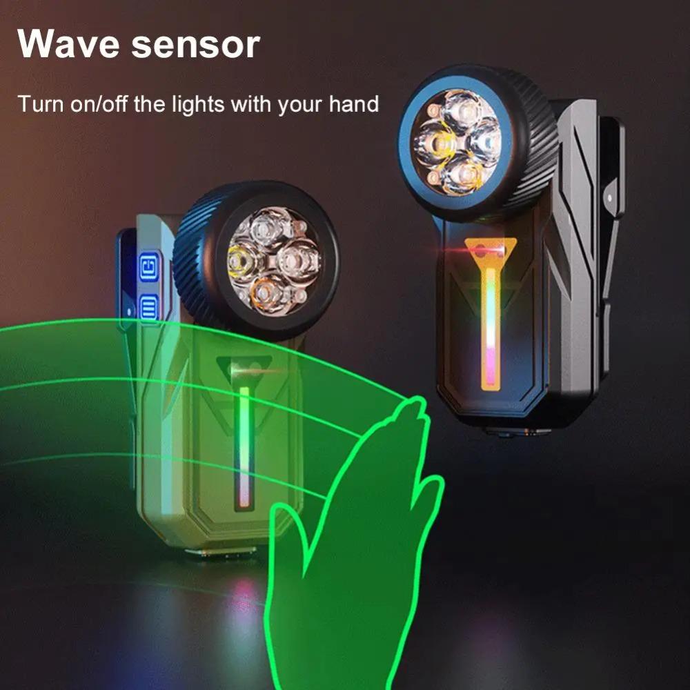 EDC Clip Flashlight Magnetic 90° Adjustable Lamp Head Gesture Sensing Work Light With UV Light Rechargeable Mini Pocket Lamp