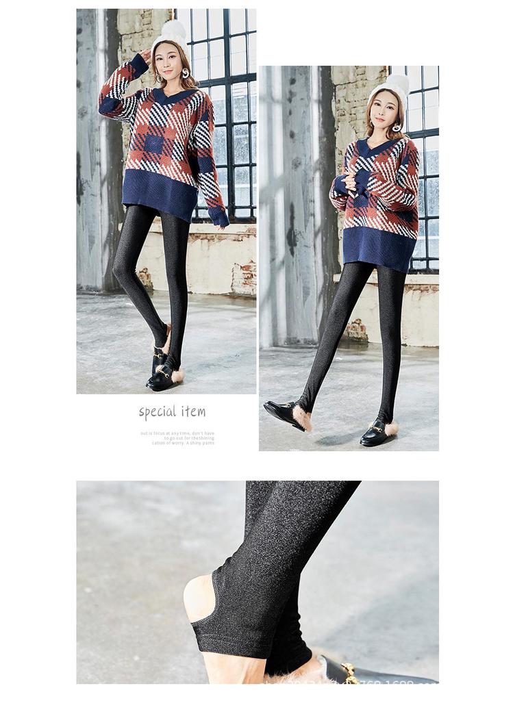 Leggings in Velluto a Vita Alta da Donna - Nero, Elastici, alla Caviglia, Spessi, Taglia Grande, Pantaloni Piedi per Autunno e Inverno