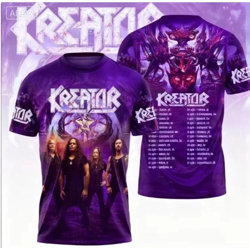 New Vintage Kreator 3d Print T-shirt Men Women Fashion Street Plus Size Sports Hip Hop Short Sleeve Tops Tees Kids Clothing Y2k