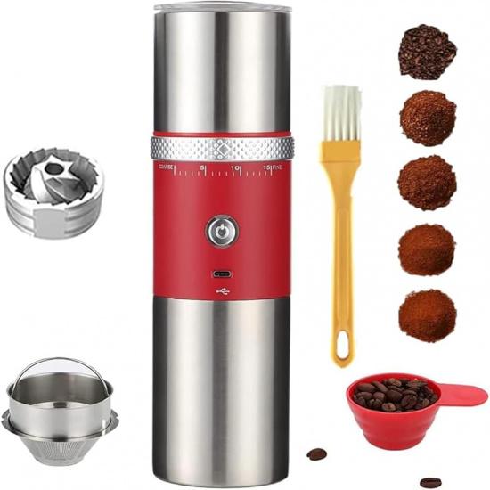 Portable Electric Conical Burr Coffee Grinders, Spice Grinder Electric, Bean Grinder,USB Rechargeable Coffee Maker Stainless Steel Coffee Bean