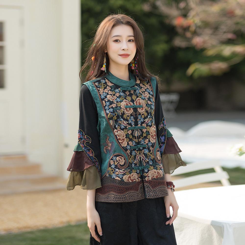 Chaleco Chino Retro Bordado con Botones de Rana - Chaqueta Cárdigan de Temperamento de Alta Gama