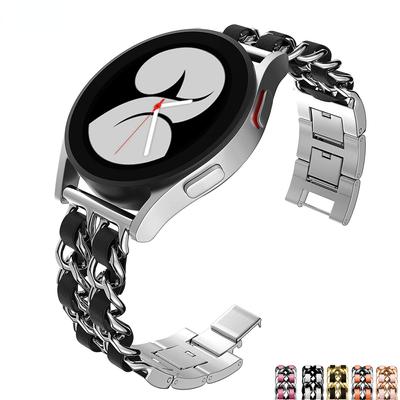 YurKem 20mm 22mm Band for Samsung Galaxy Watch 4 3 5 Pro 45mm Active 2 Gear S3 Luxury Leather+Metal Bracelet Huawei Watch GT/2//3 Strap