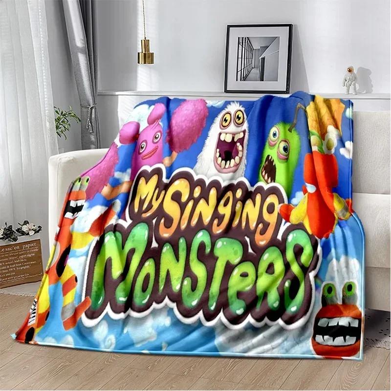 My Singing Monsters Videospiel-Cartoon-weiche Plüschdecke, Flanelldecke, Überwurfdecke für Wohnzimmer, Schlafzimmer, Bett, Sofa, Picknick