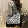 Fashion Vintage Denim Shoulder Bags Plaid Beggar Style Women's Tote Bag Versatile Jeans Commuting Bags Handbag