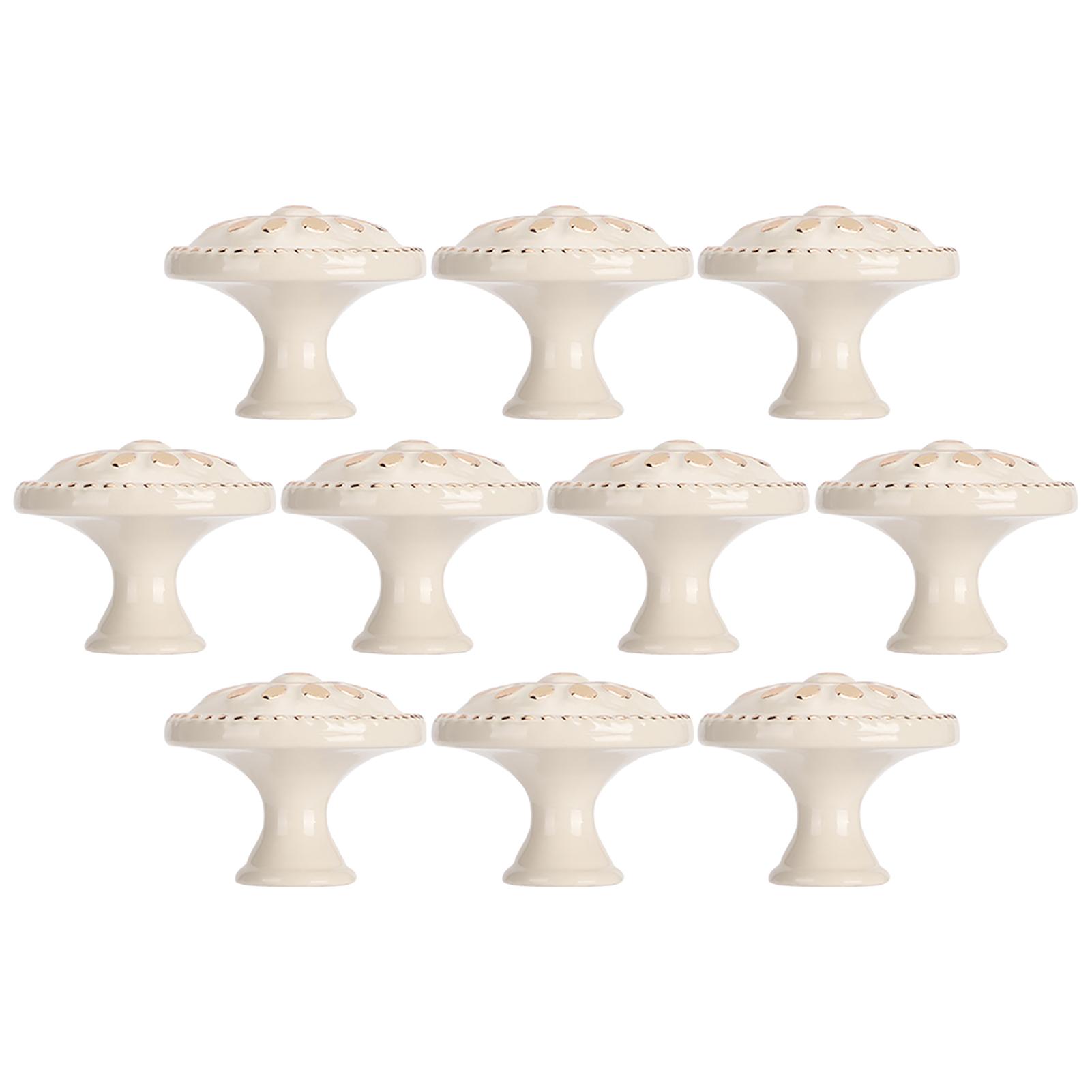 

10 Sets Round Door Pull Handles Simple Office Drawer Cabinet Universal Ivory White Large
