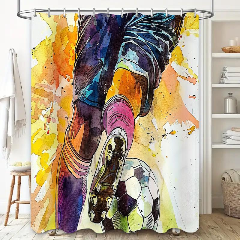 Football Shower Curtain Sports Lover Gift Waterproof Decor Modern Bath Room Art Home Textile Patterned Backdrop