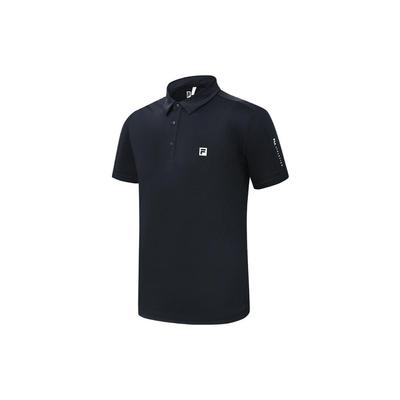 Logo Print Button Short Sleeve Polo Shirt Men Polo Shirts Deep-Black A11M321117FBK