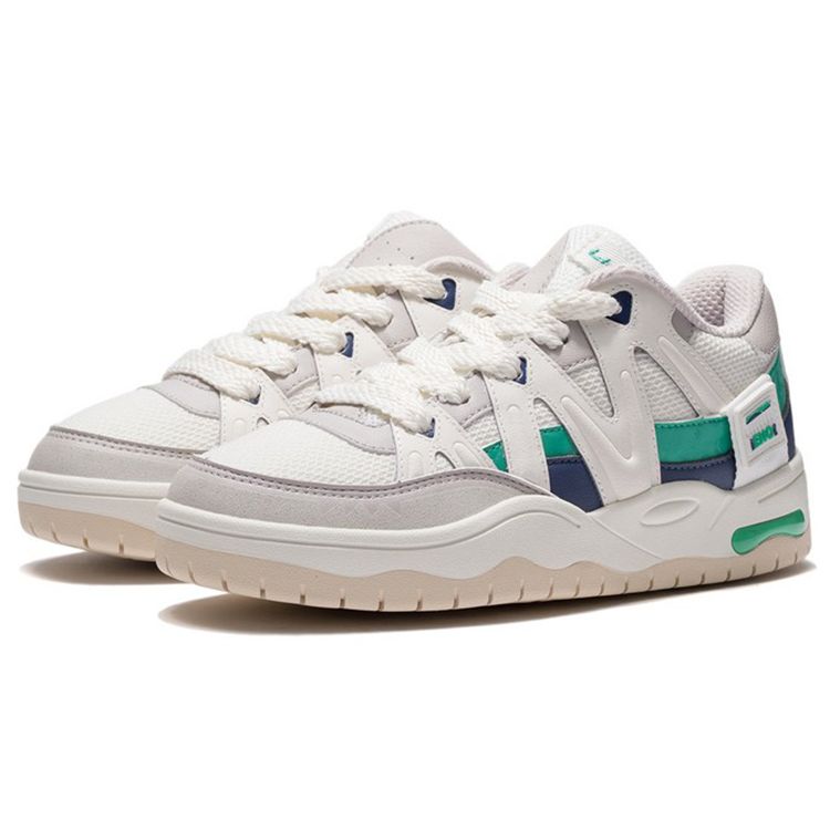 Li-Ning Yufeng Fabric Leather Shock Absorbing Non-Slip Wear-Resistant Breathable Low-Top Casual Shoes Women sneakers White Gray AGCS174-3